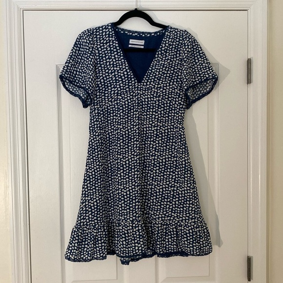 Urban Outfitters | Fit and Flare, Tie Back | Blue dress with White dots | - Picture 1 of 8